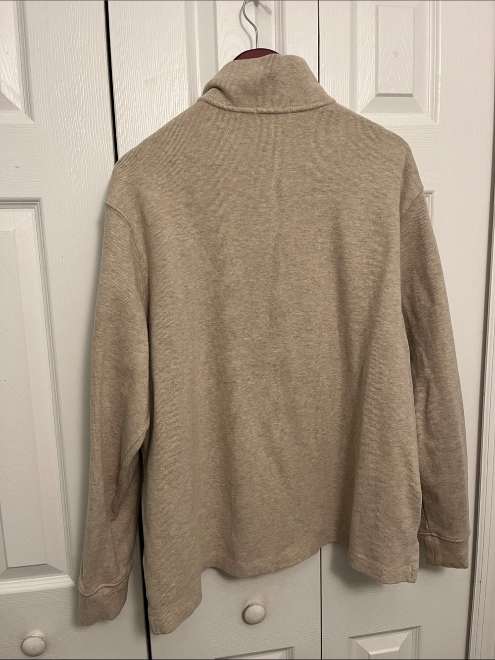 Polo by Ralph Lauren Mens Quarter-Zip Sweater Tan with Brown Pony - Picture 7 of 7